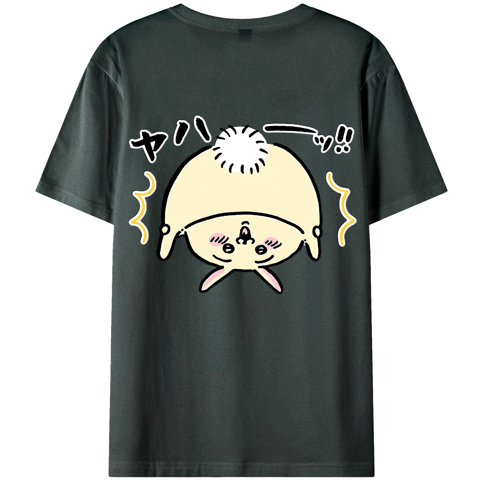 （画像用） ちいかわ うさぎ Chii-kawa usagi 綿100％ メンズ半袖Tシャツ（バックプリント） 通気性